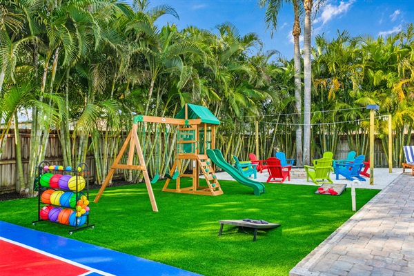 Playground and fire pit