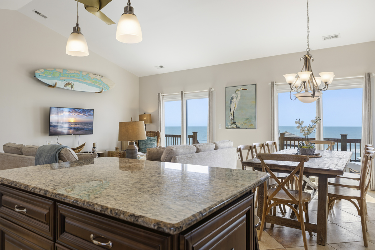 Dining at the table and the island