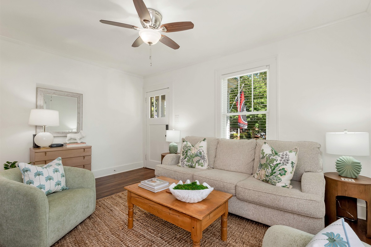 Living area with queen sleeper sofa