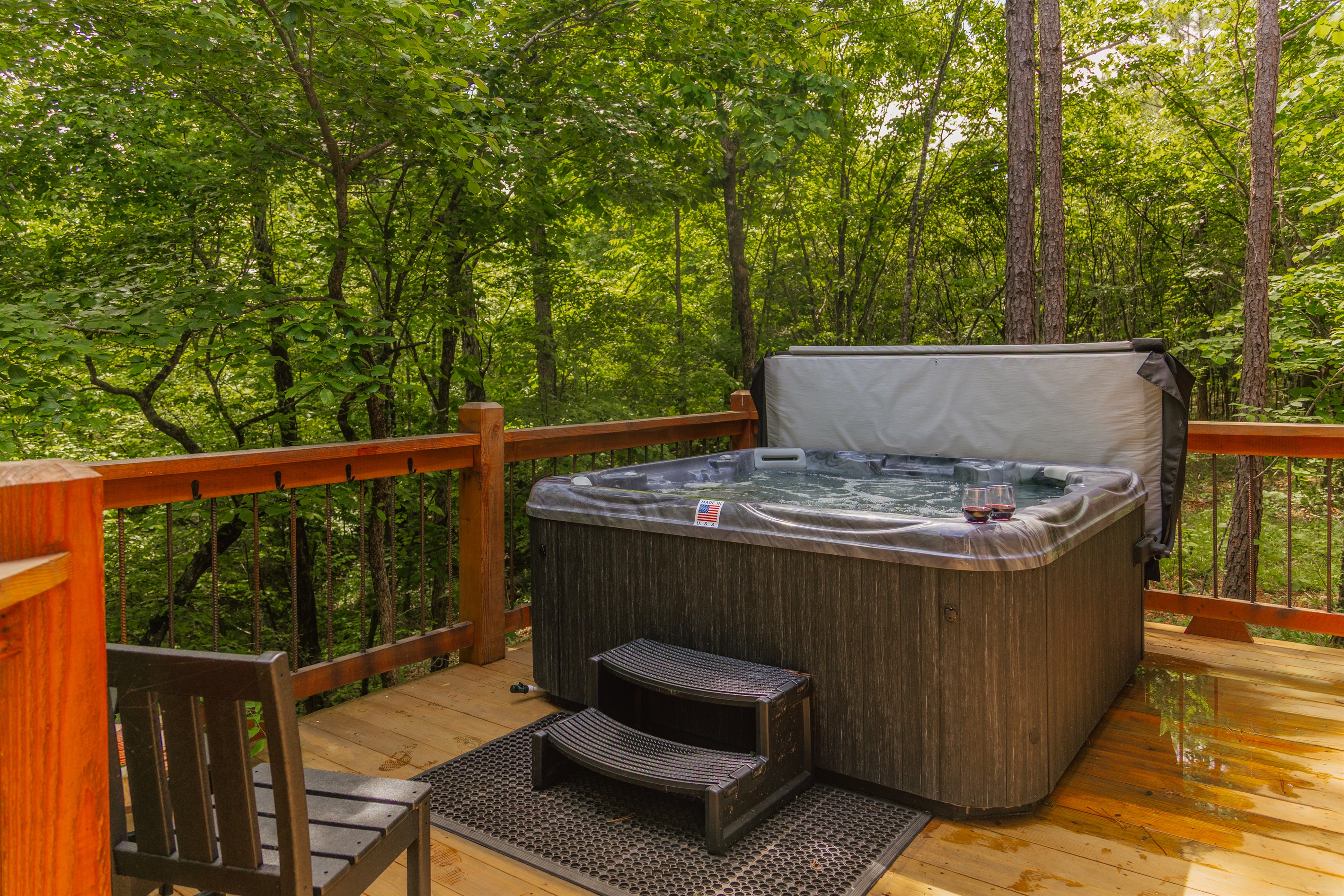 Soak in the solitude of the forest - with no neighbors in sight!