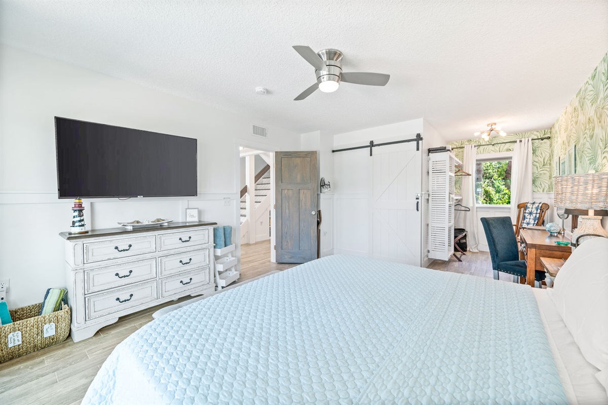 First Floor king Bedroom, lots of clothes storage and dressing area. 