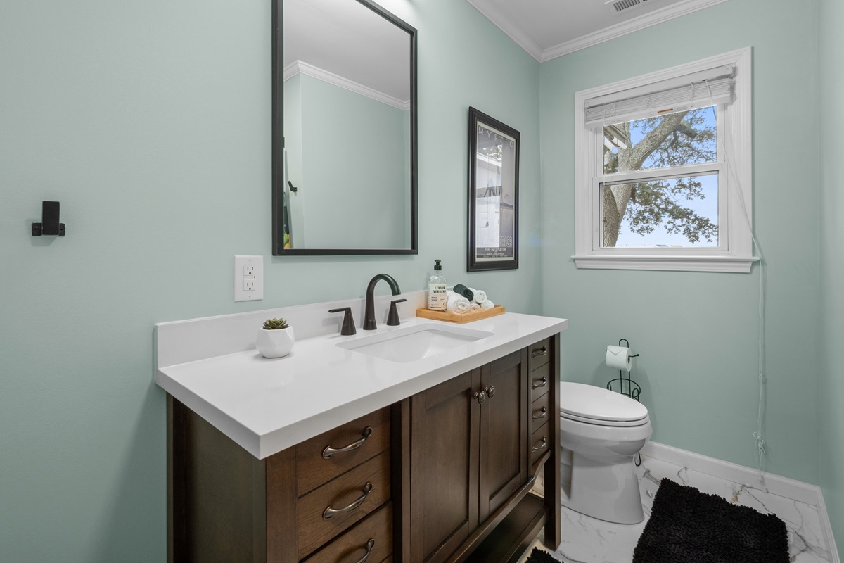 Fully stocked guest bathroom