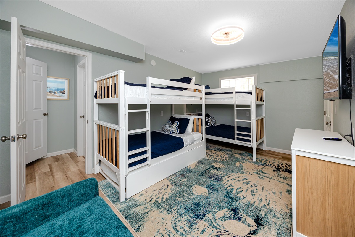 Bedroom 3 Sleeps five. 4 bunks and 1 trundle bed