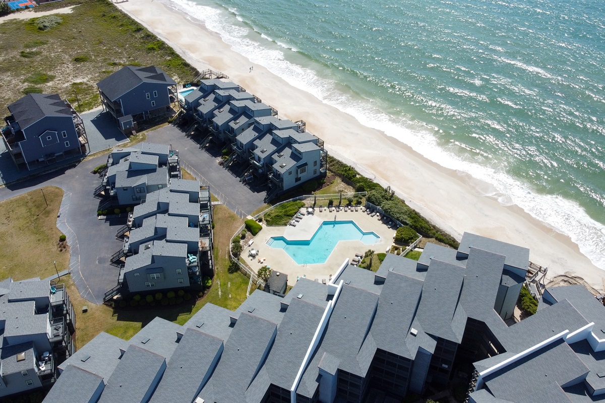 View of Shipwatch Villas, the pool and the beach