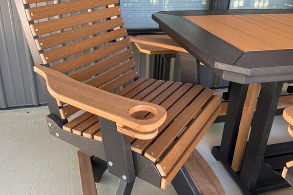 Swivel chairs with cup holders built in. 