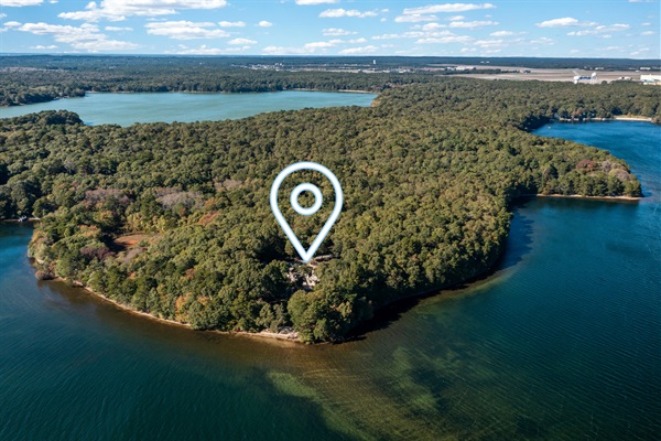 An overhead look at your private lakeside retreat—nature, comfort, and connection all in one place.”