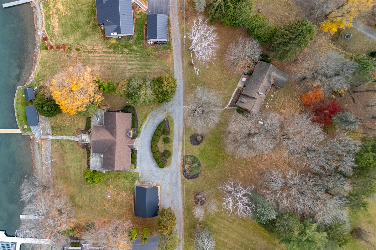 Aerial view of main house and second house