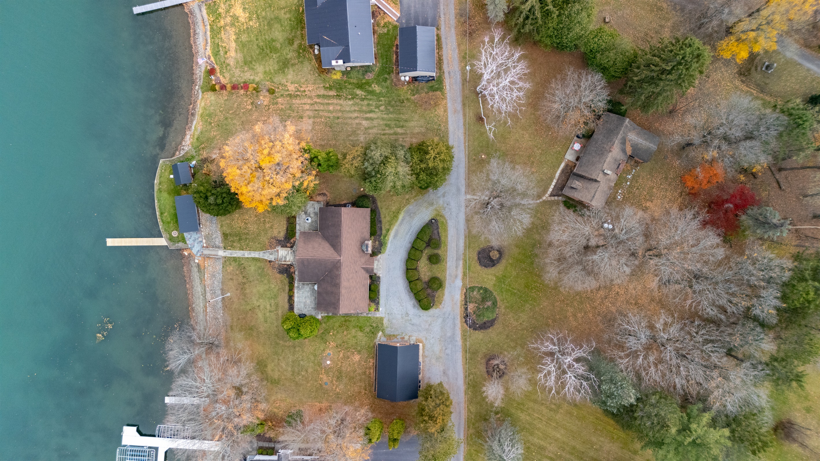 Aerial view of main house and second house