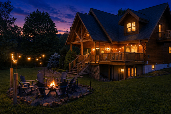 Fire pit just off the front porch - perfect for s'mores and stargazing. 