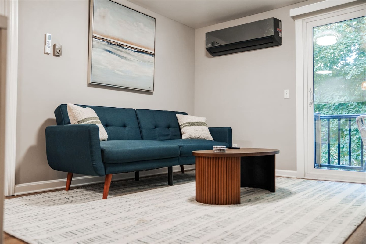 3rd living room space
: pullout sleeper sofa sleeps 2