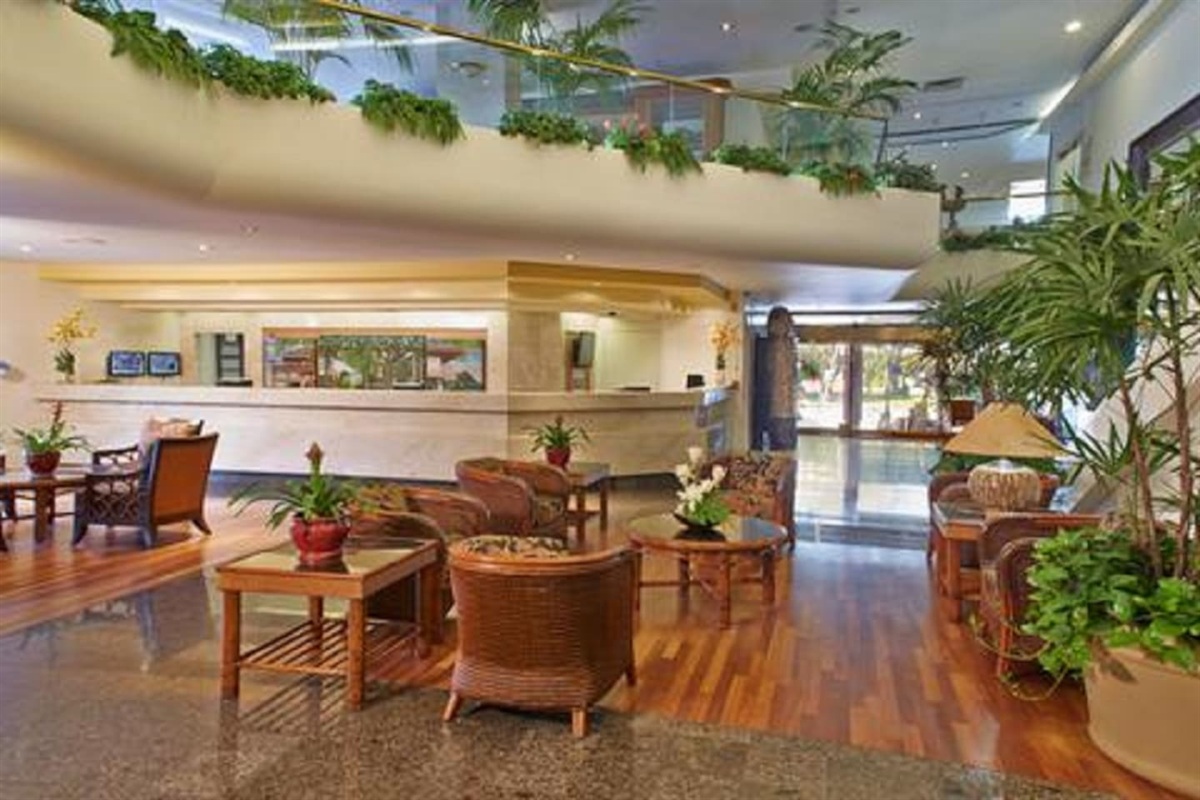Lobby lounge area and Front Desk.  Check in with Front Desk upon arrival