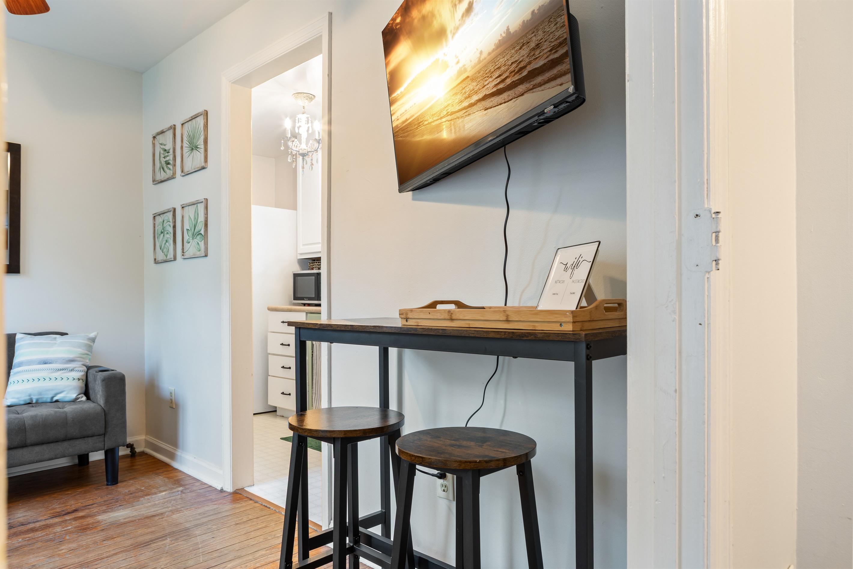 Enjoy a bite to eat or work if you must!