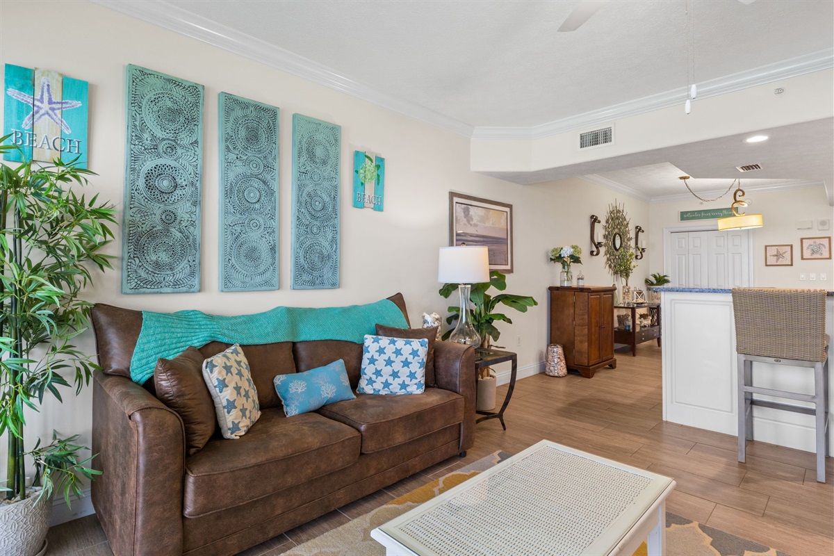 Living Room with Queen Sleeper Sofa and Amazing Beach Views
