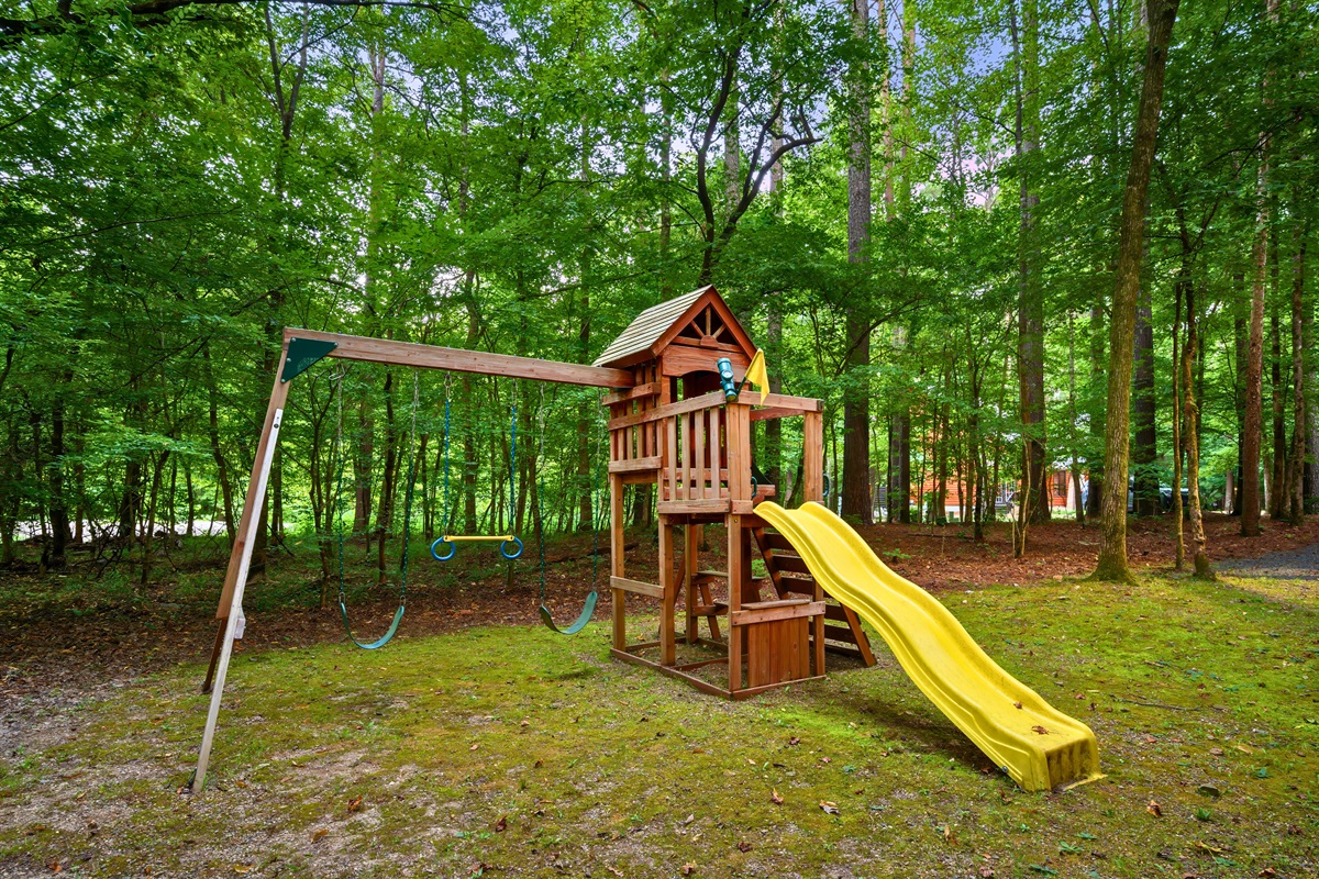 Second view of the playground with ample space and shade — great for active outdoor play.