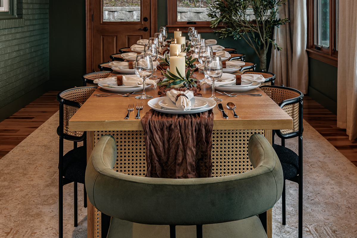{Dining Room} Gather everyone around the beautifully set dining table for long dinners, celebrations, and memorable meals together.