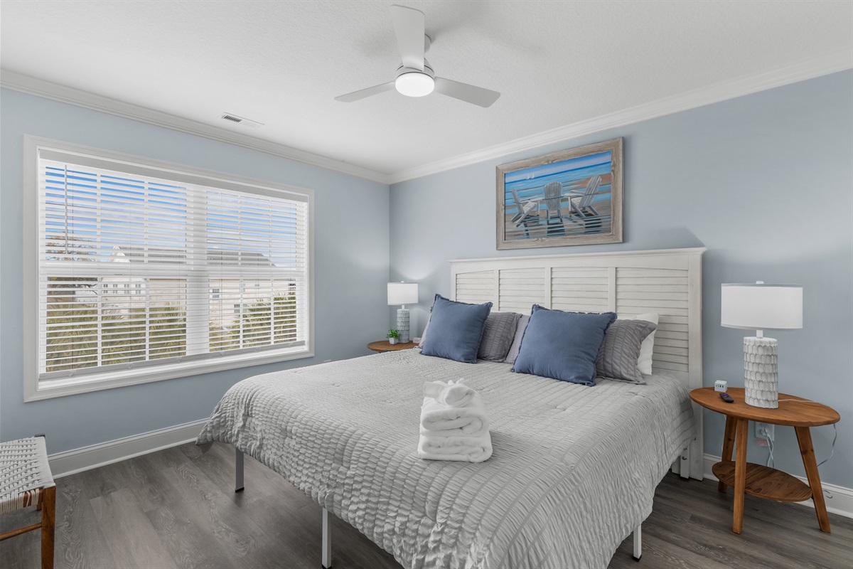 Bedroom 5 upstairs. King bed. Private bathroom with walk in shower