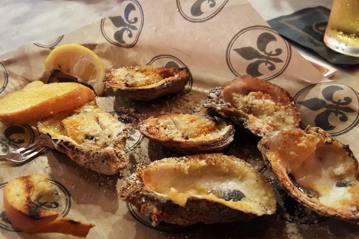 Grilled oysters; OLDE NOLA COOKERY, 205 Bourbon St. YUM!
