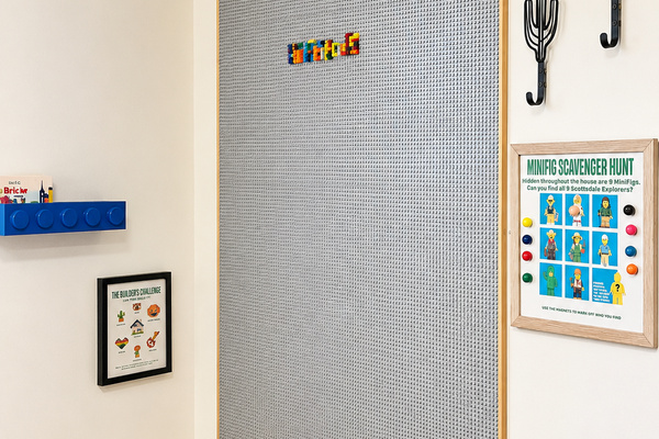 Create your own world on this giant Lego Creativity Station in the kids' bedroom.