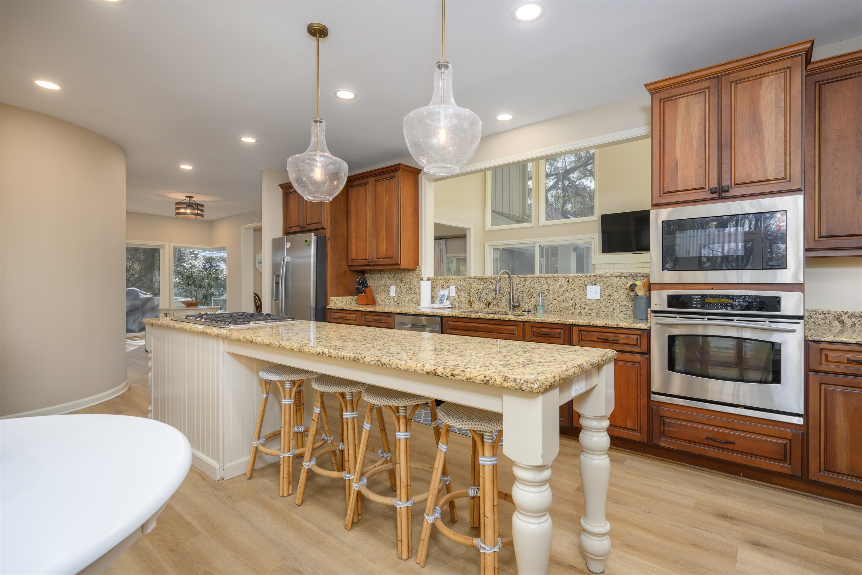 Huge prep island with seating for 4, as well