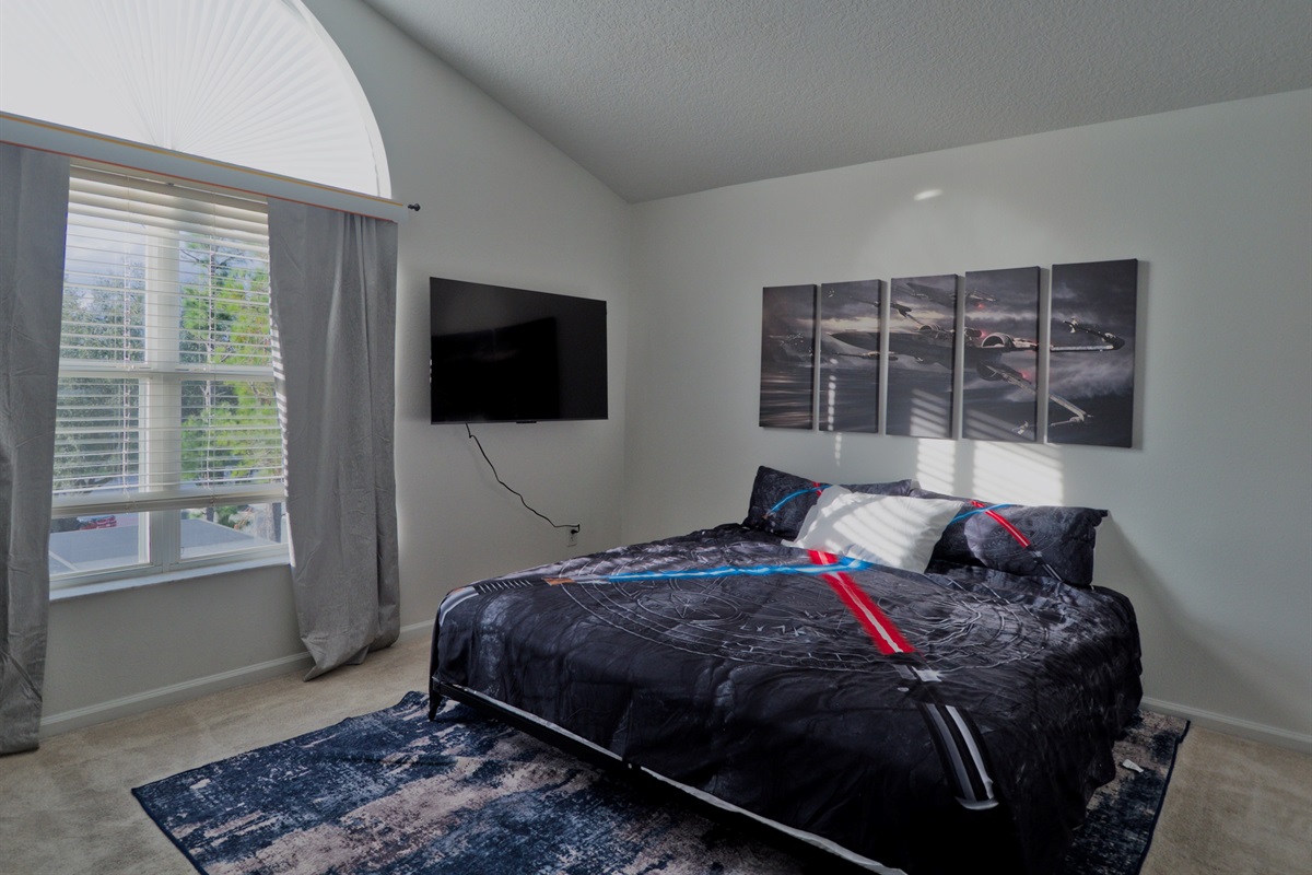 Star Wars room with king bed.