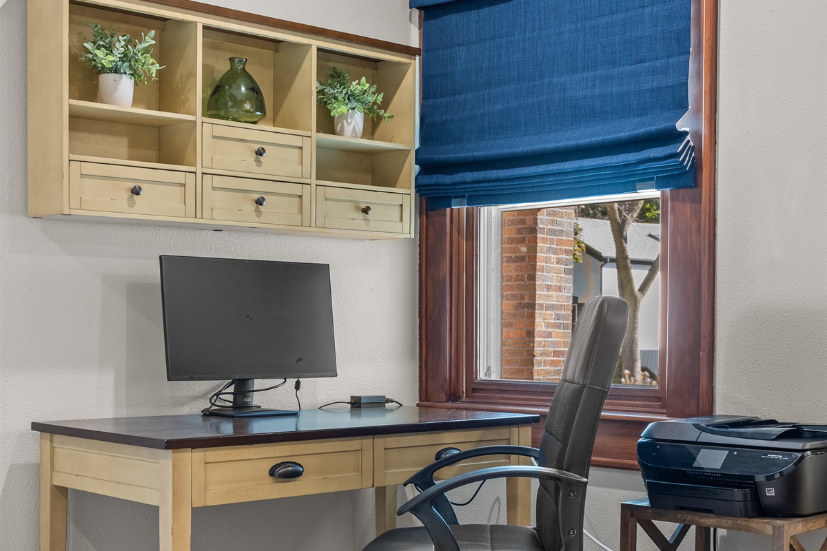 Dedicated work space available.