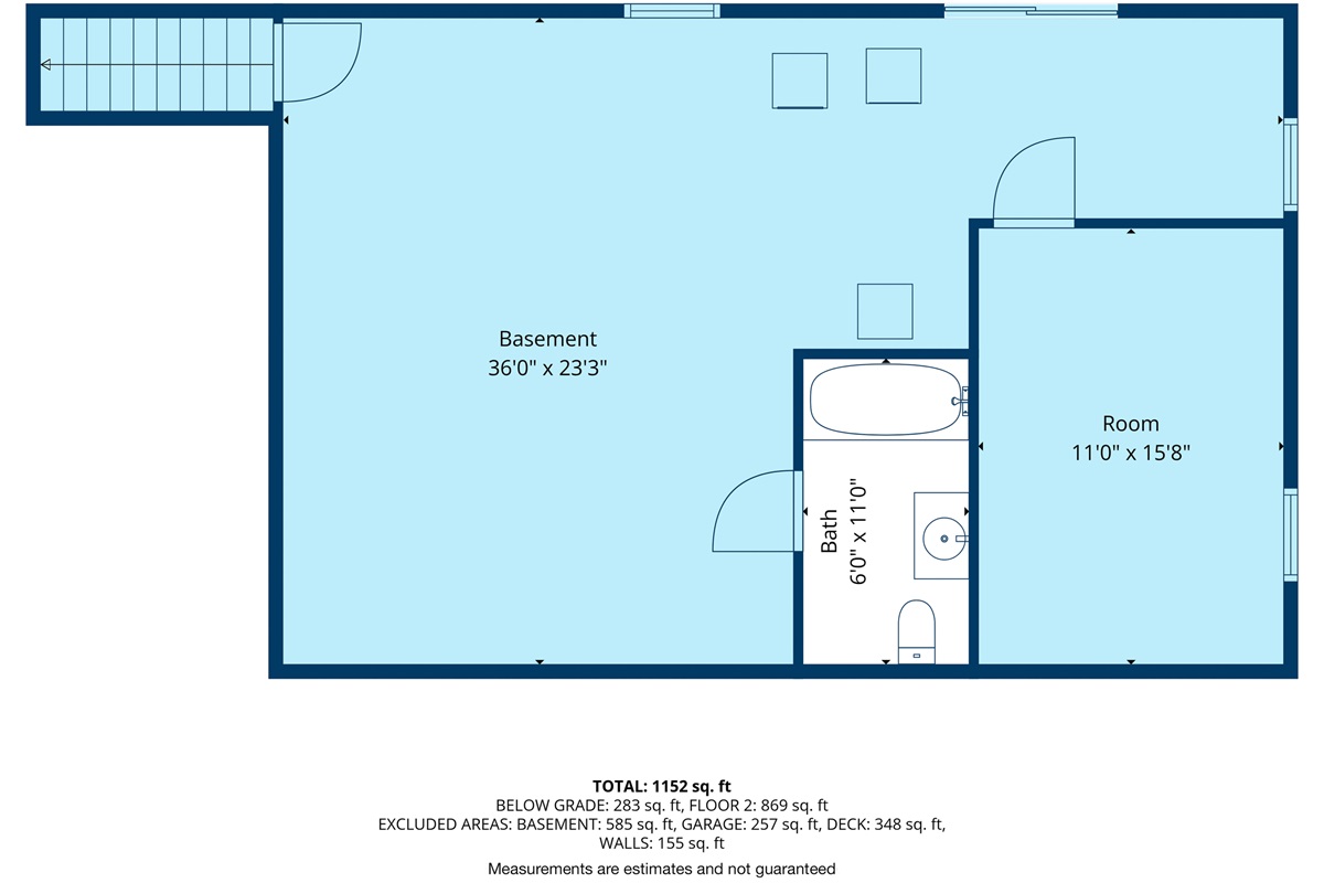 Basement floor plan layout providing a clear overview of the lower-level spaces.