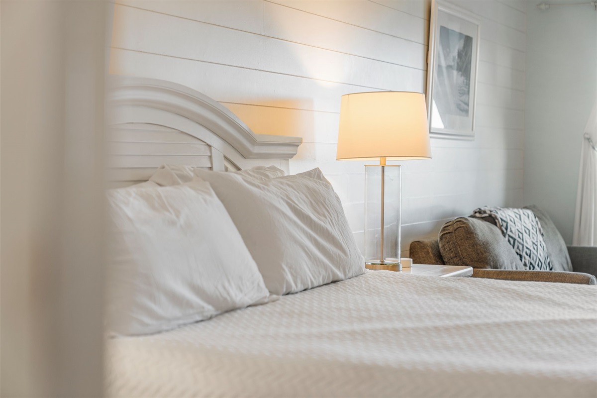 Bedroom 1: Primary King Suite | Sand Dollar | 102 Oceanview | 1116 Ocean Blvd, Isle of Palms, SC | IOP Escapes