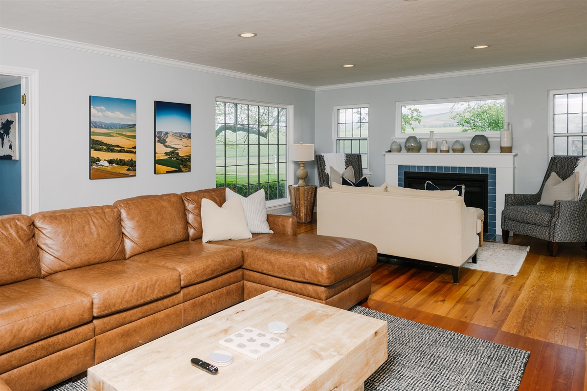 Spacious Farmhouse living room area w/views of The Blues! 