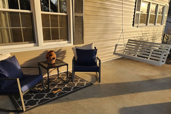 Front porch seating for quiet mornings.