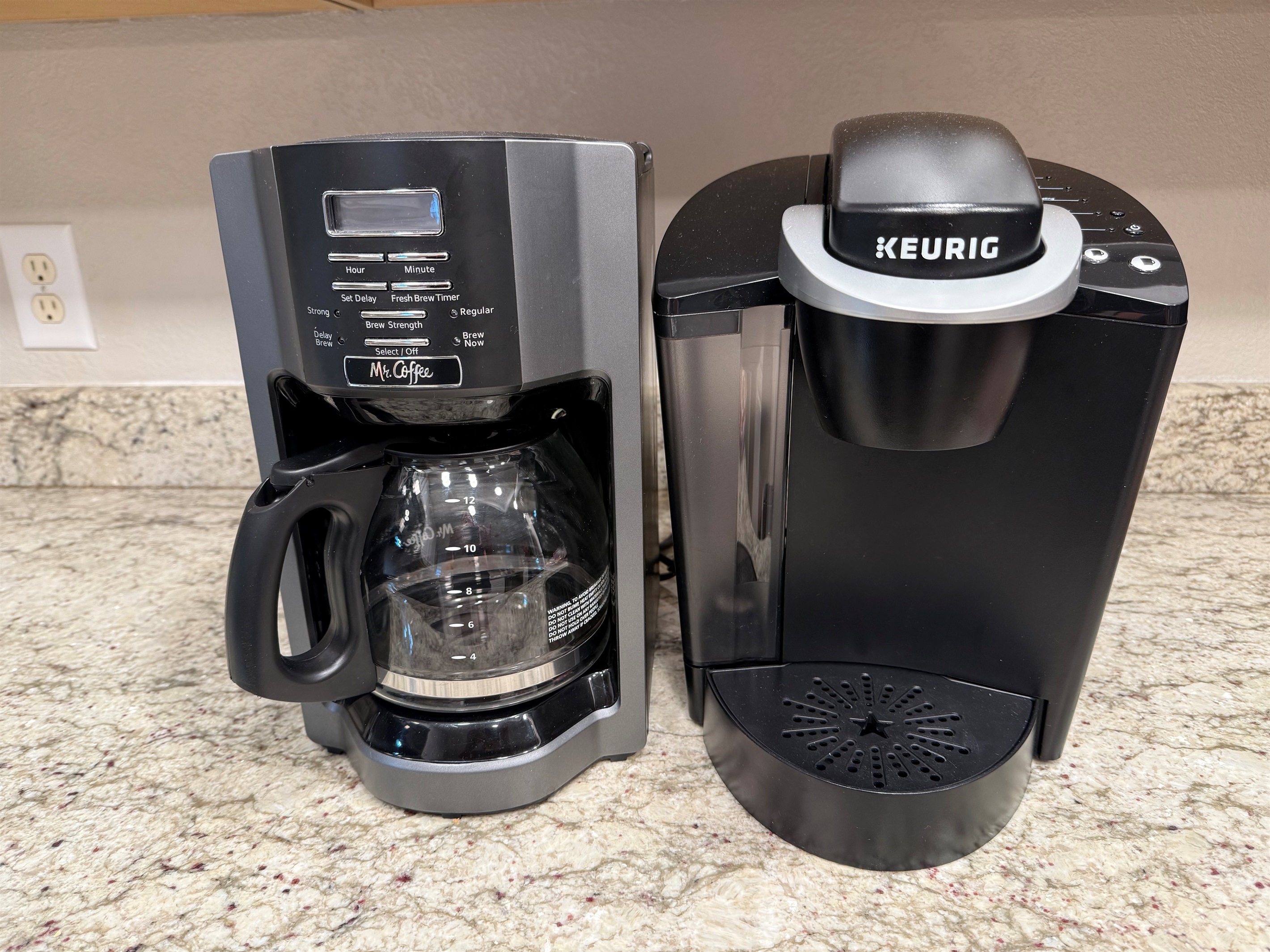 Enjoy your coffee your way—either a Keurig or a full-size drip coffee maker.