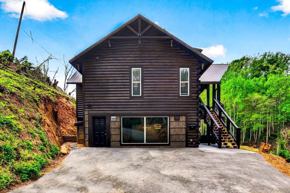 Private driveway with room for 6 vehicles.