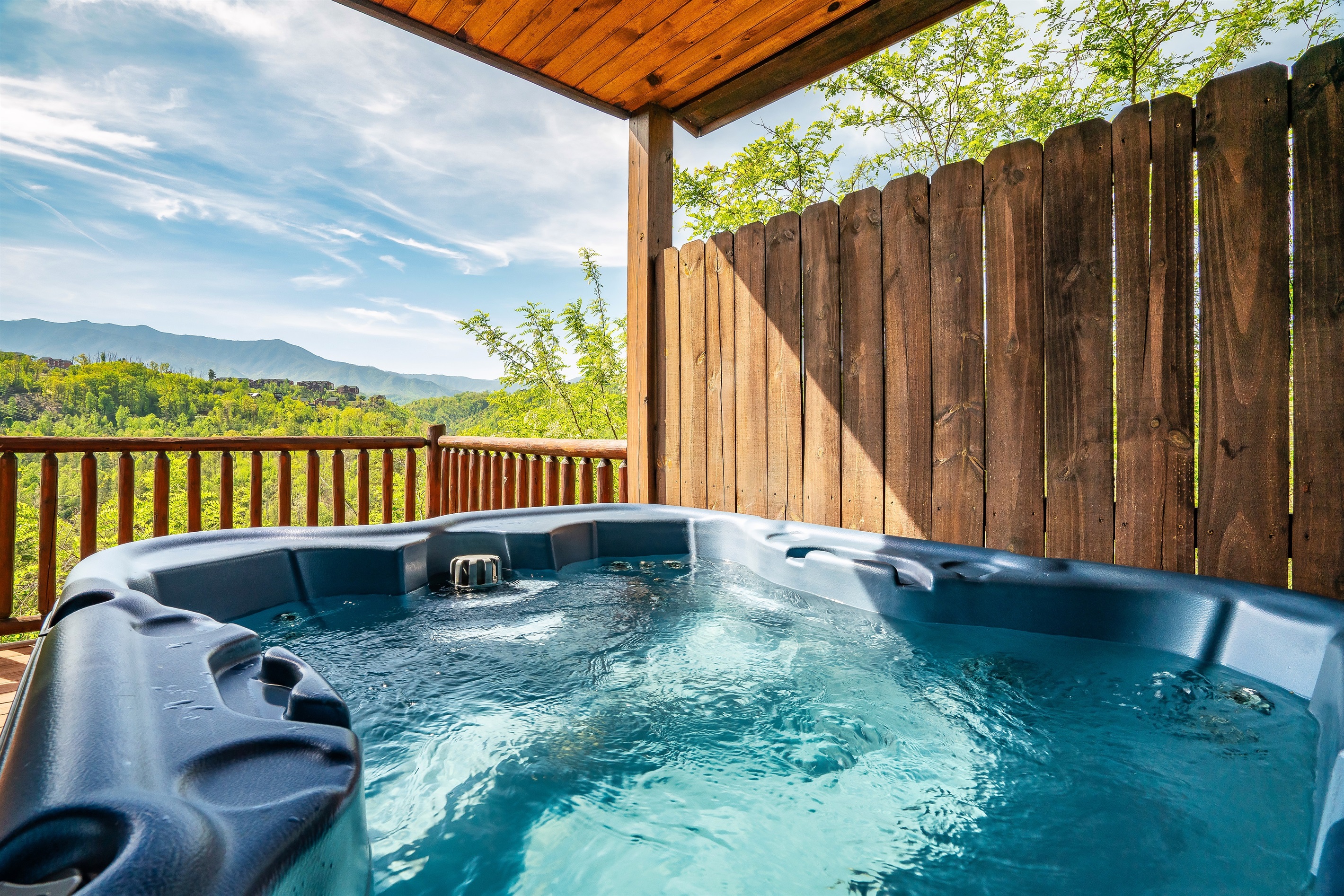 Private Hot Tub with breathtaking Mountain view backdrop