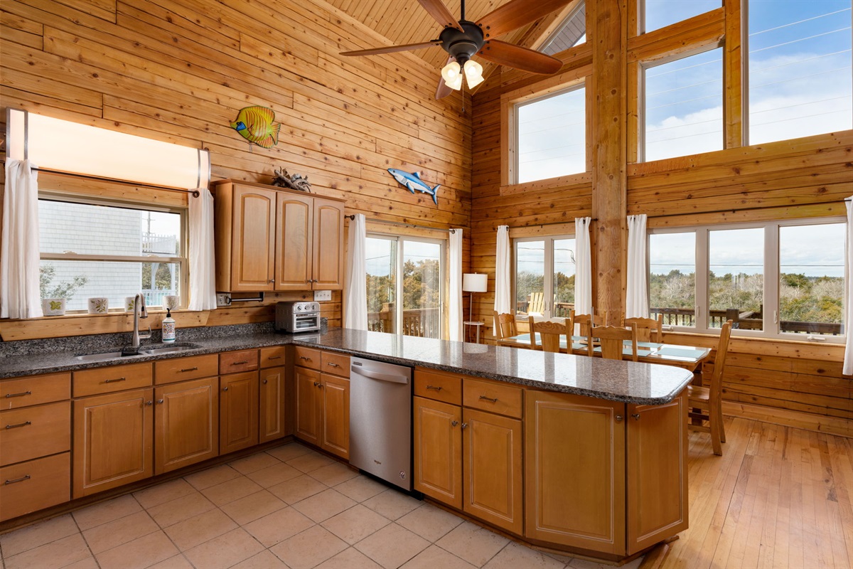 Light-filled kitchen with stunning views