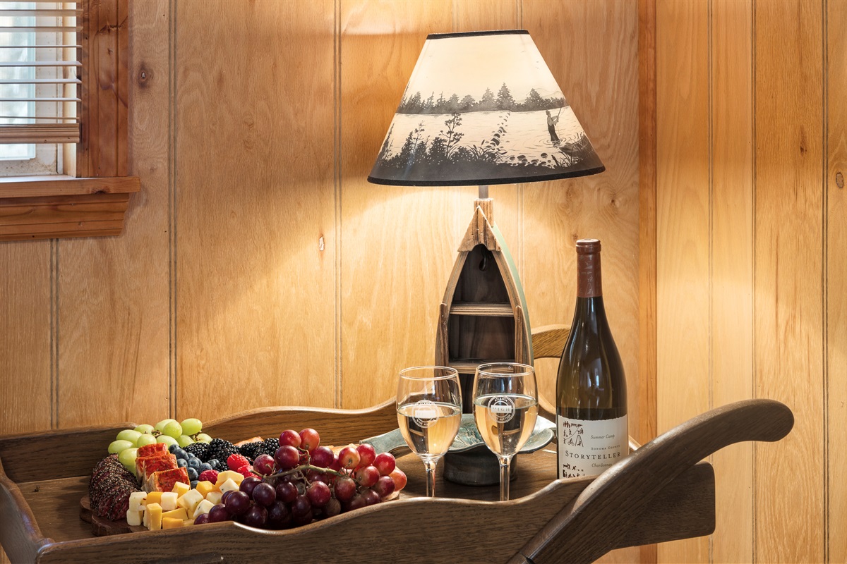 Indulge in delightful wine and cheese with stunning woodland vistas!