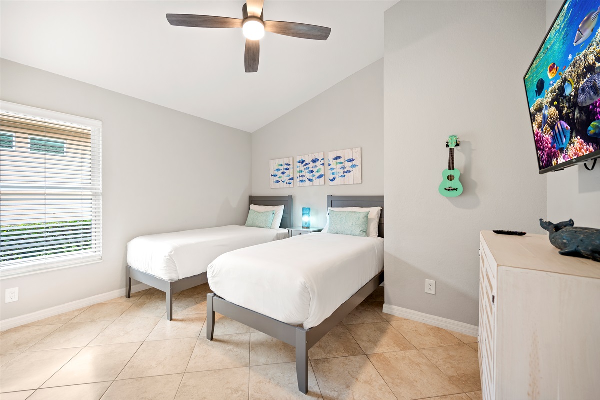 Charming twin XL setup — perfect for kids or friends to unwind in style