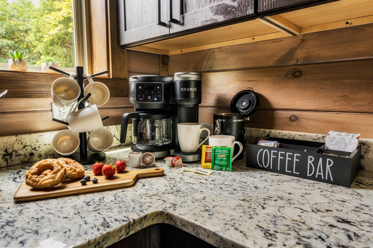 Kureg and drip coffee machine for your morning caffeine fix.