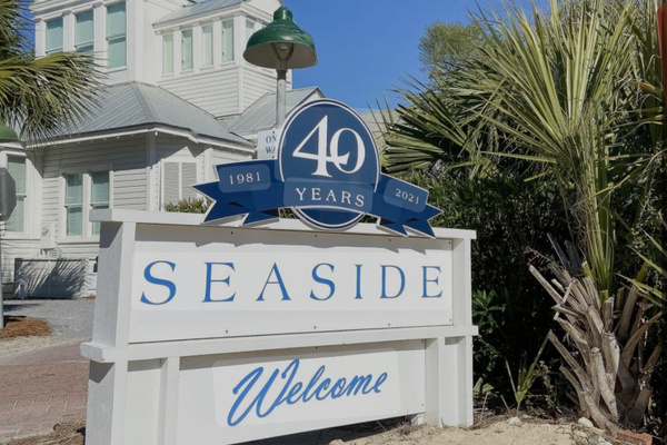 Seaside, a mile and a half away