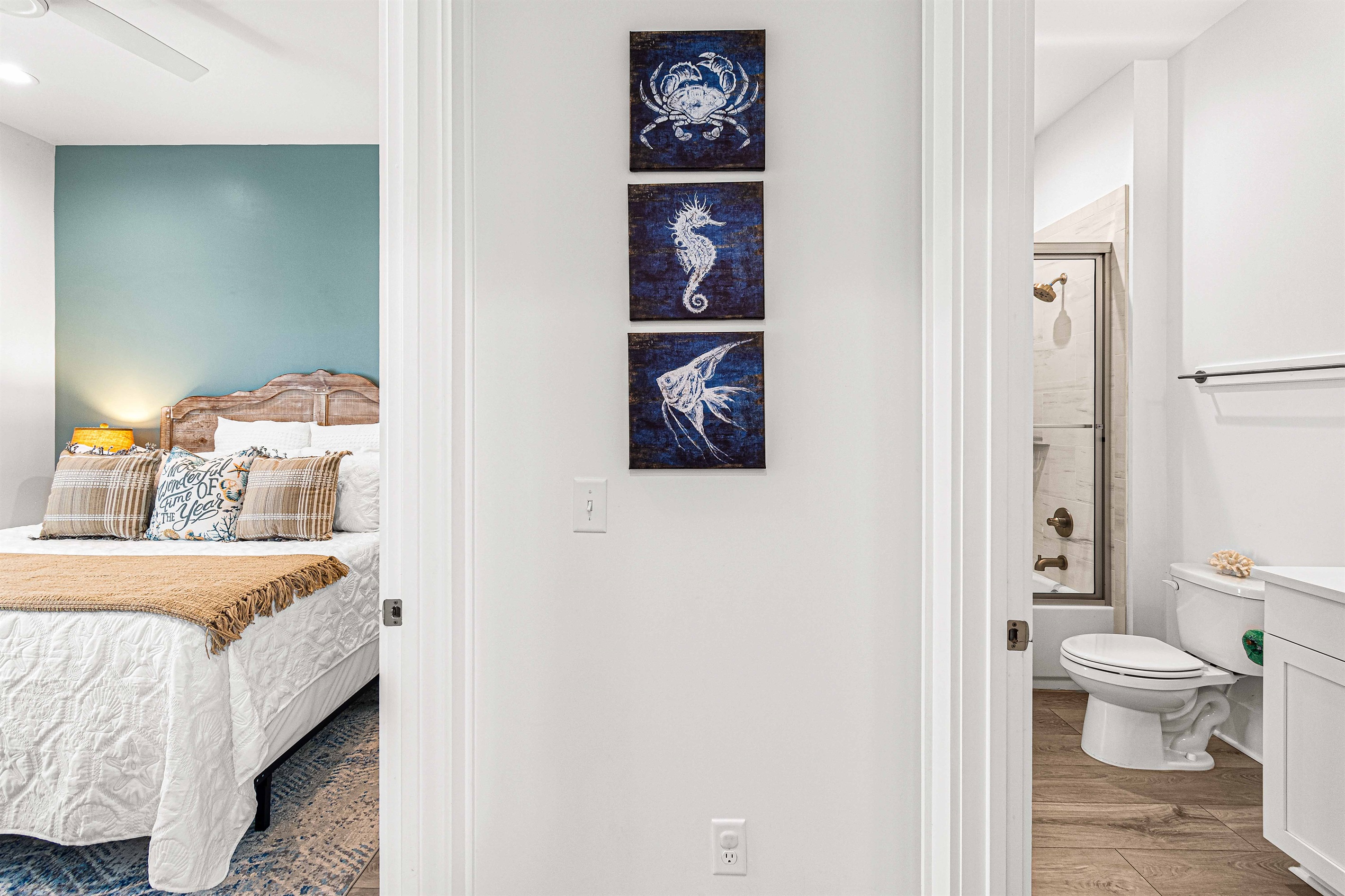 Main Level Primary Bedroom shares full bathroom with Common Area.