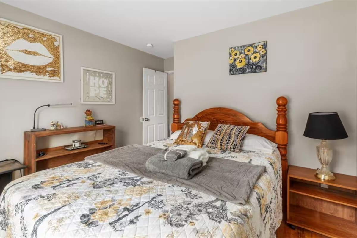 Relax and unwind in the comfort of our queen bed after a long day visiting Topeka.