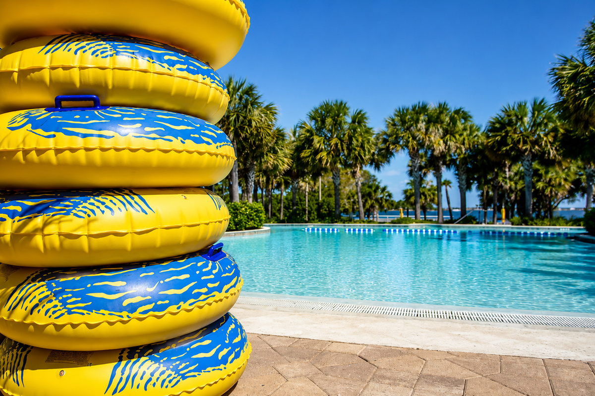 Tubes provided for floating the lazy river