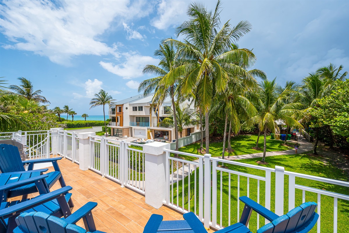 Private Rooftop Balcony- Adirondack seating, BBQ Grill and Ocean Views