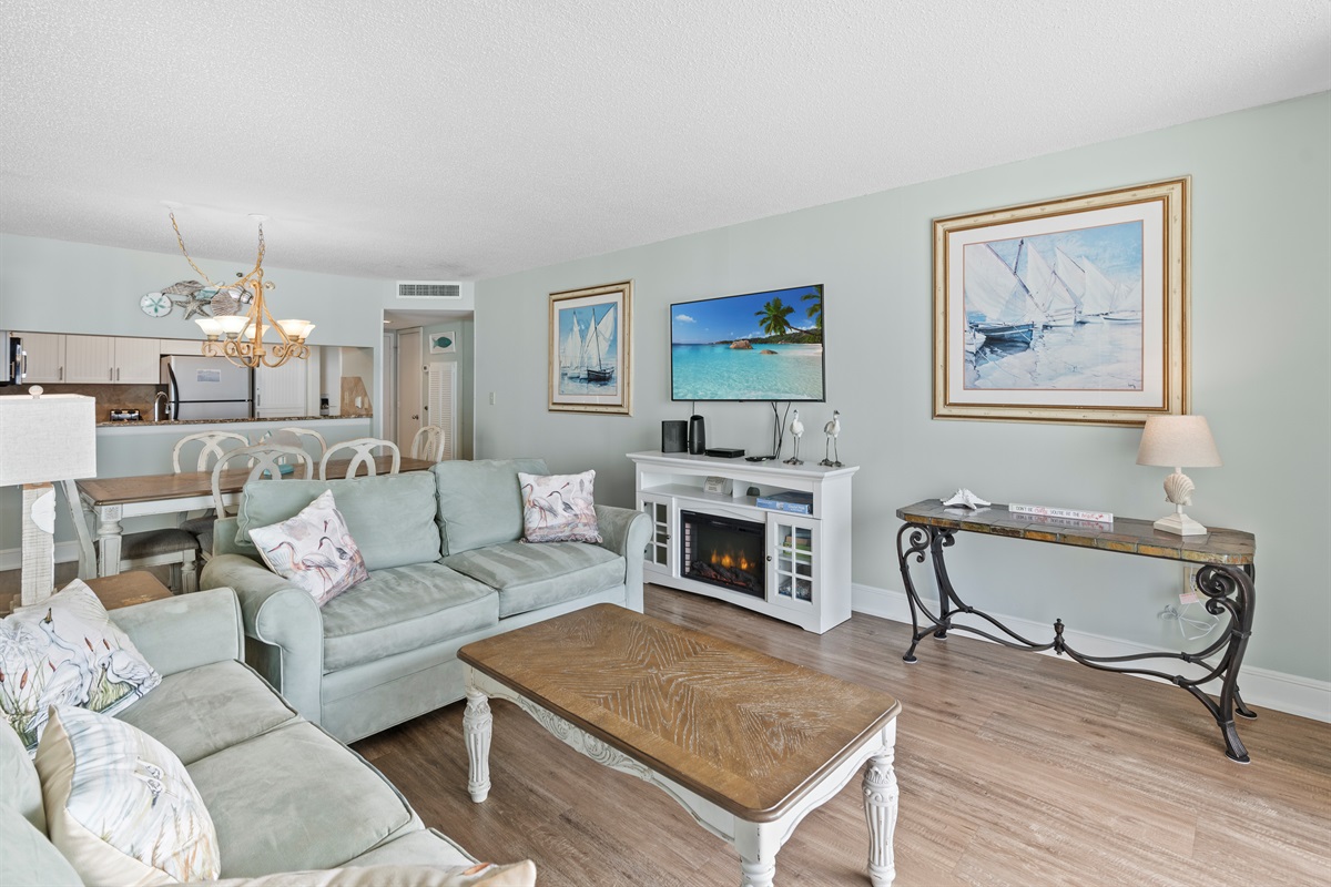 Oceanfront Living Room with access to balcony