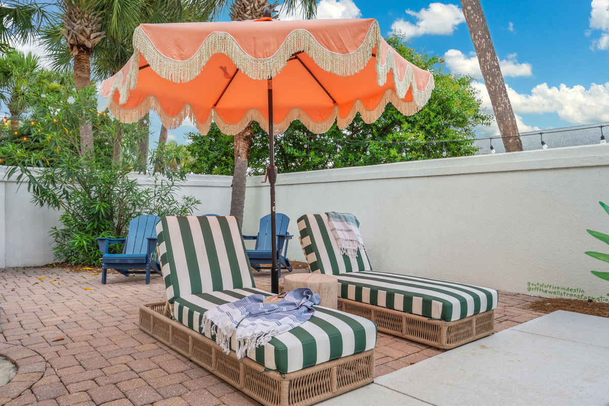 Relaxing lounge area overlooking the pool