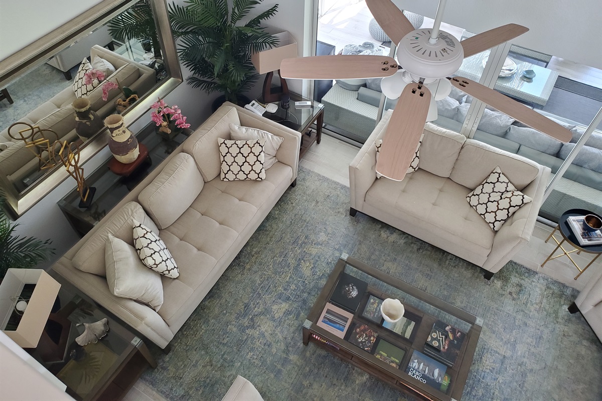 View from 2nd level balcony of living room