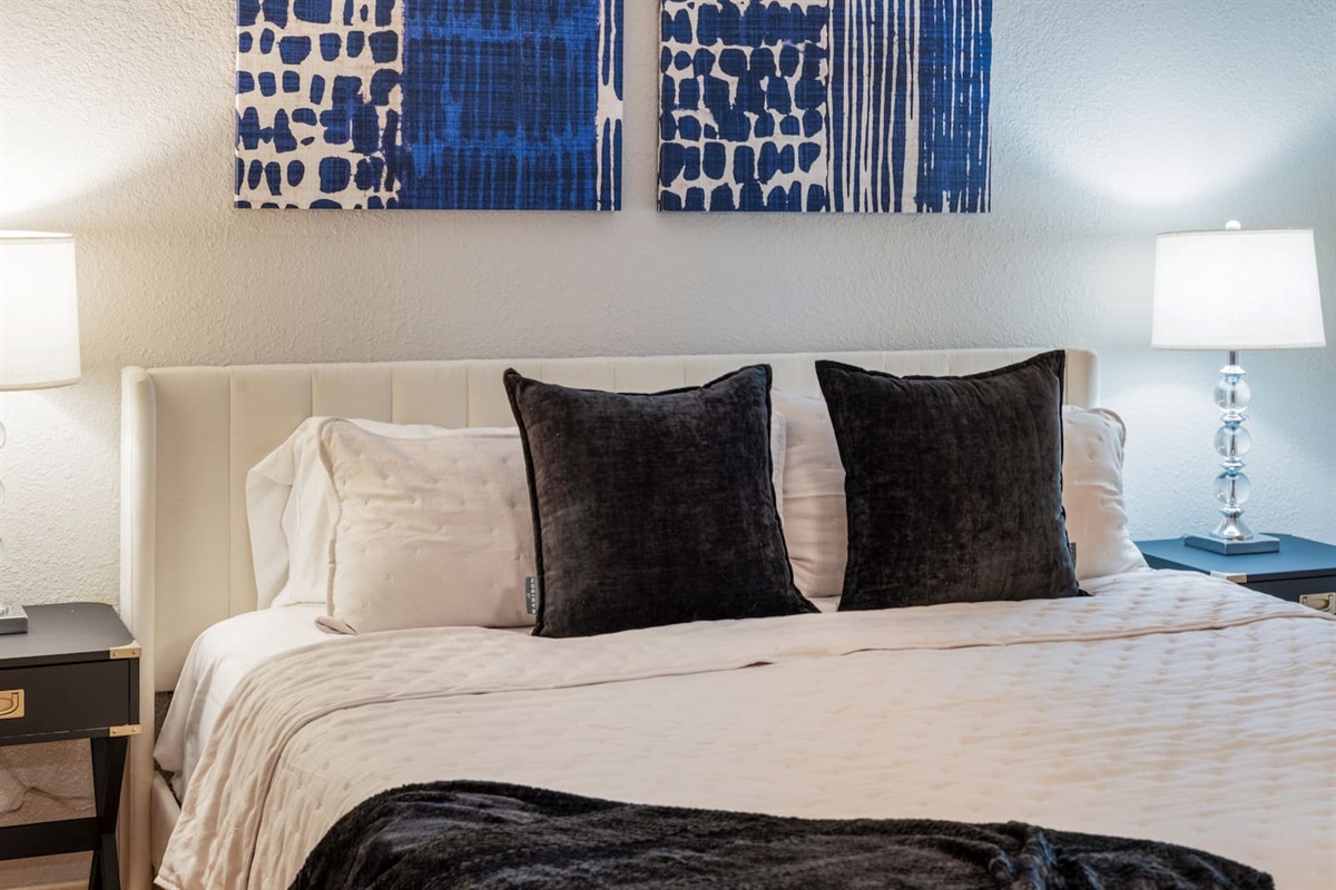 Sink into plush bedding, stylish textures, and calming neutral tones for the perfect night's sleep.