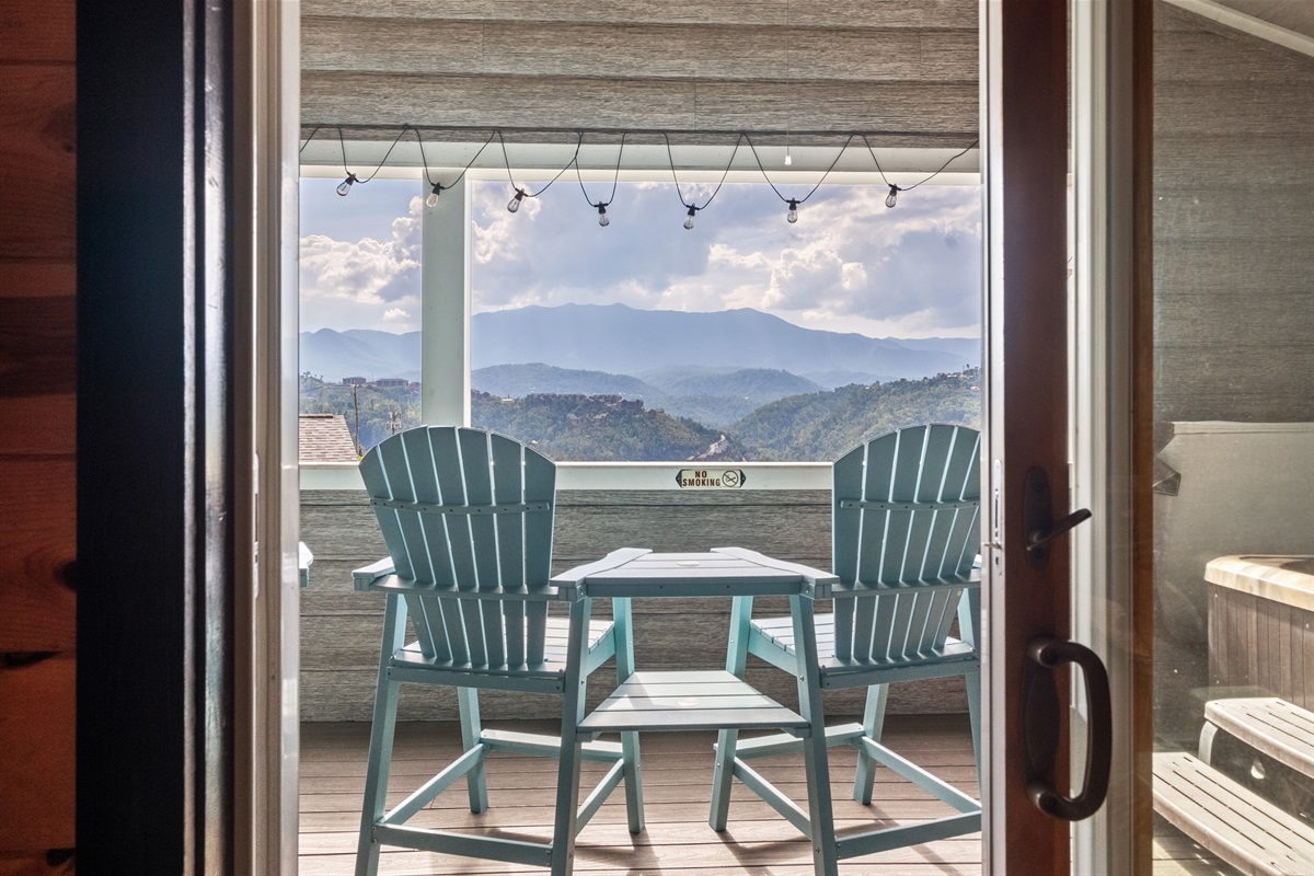 This is the view from inside as you head out to gaze at the amazing view. Great for sipping your favorite beverage.