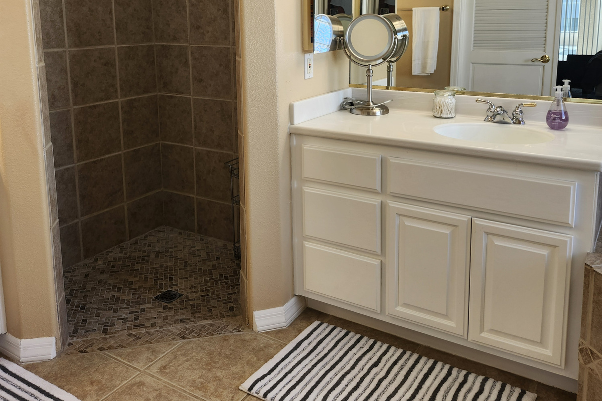 Master vanity and walk in shower