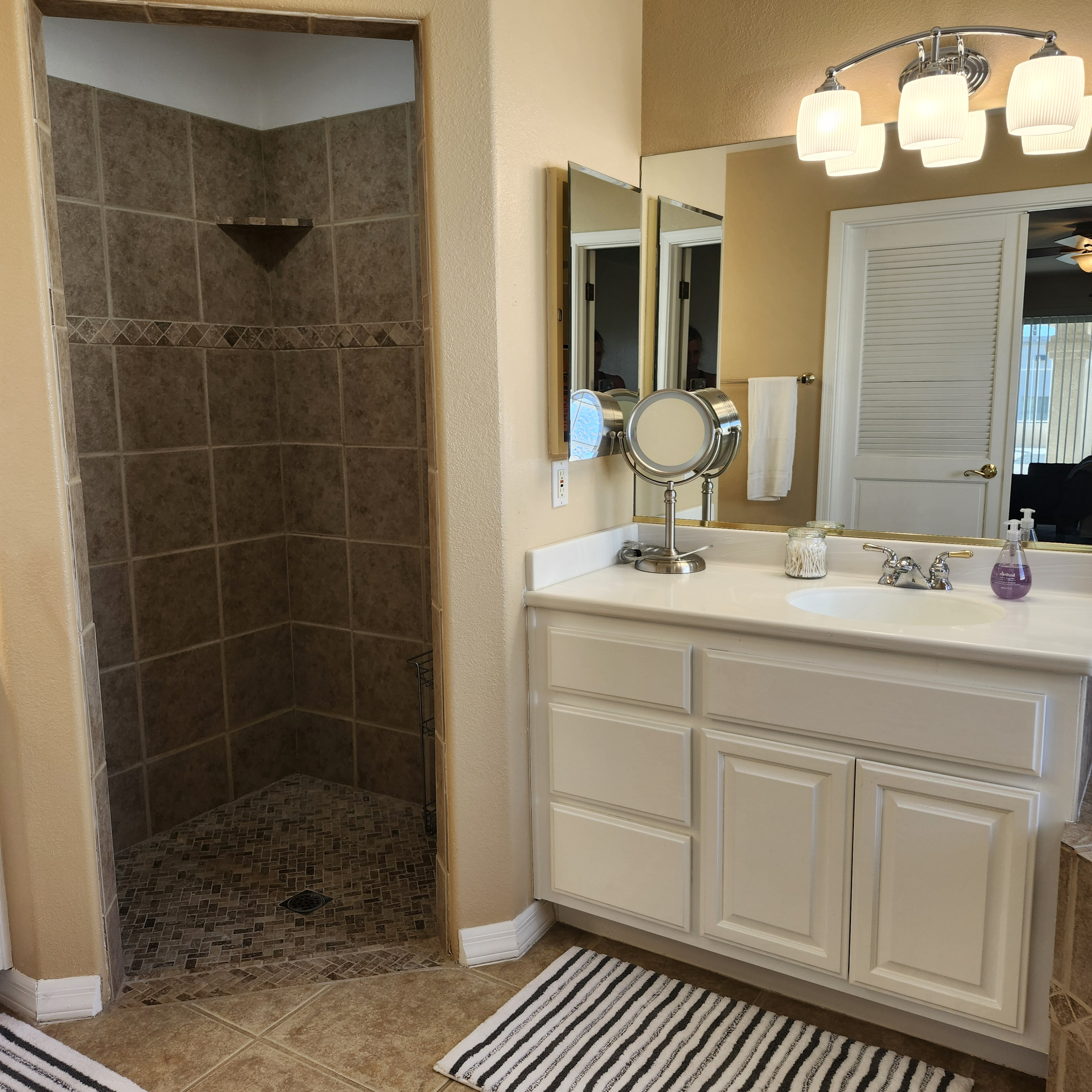 Master vanity and walk in shower