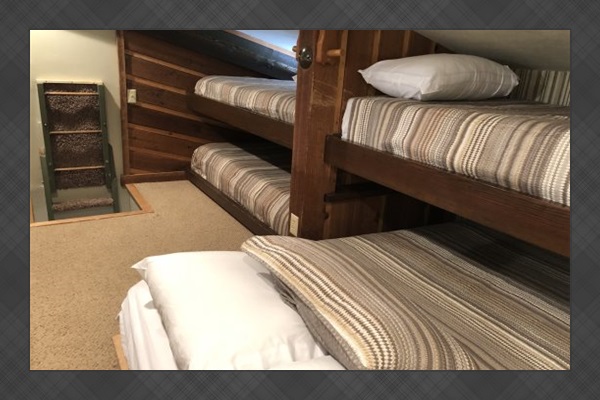 Loft area: 1 Full-size bed, 3 Twin beds.