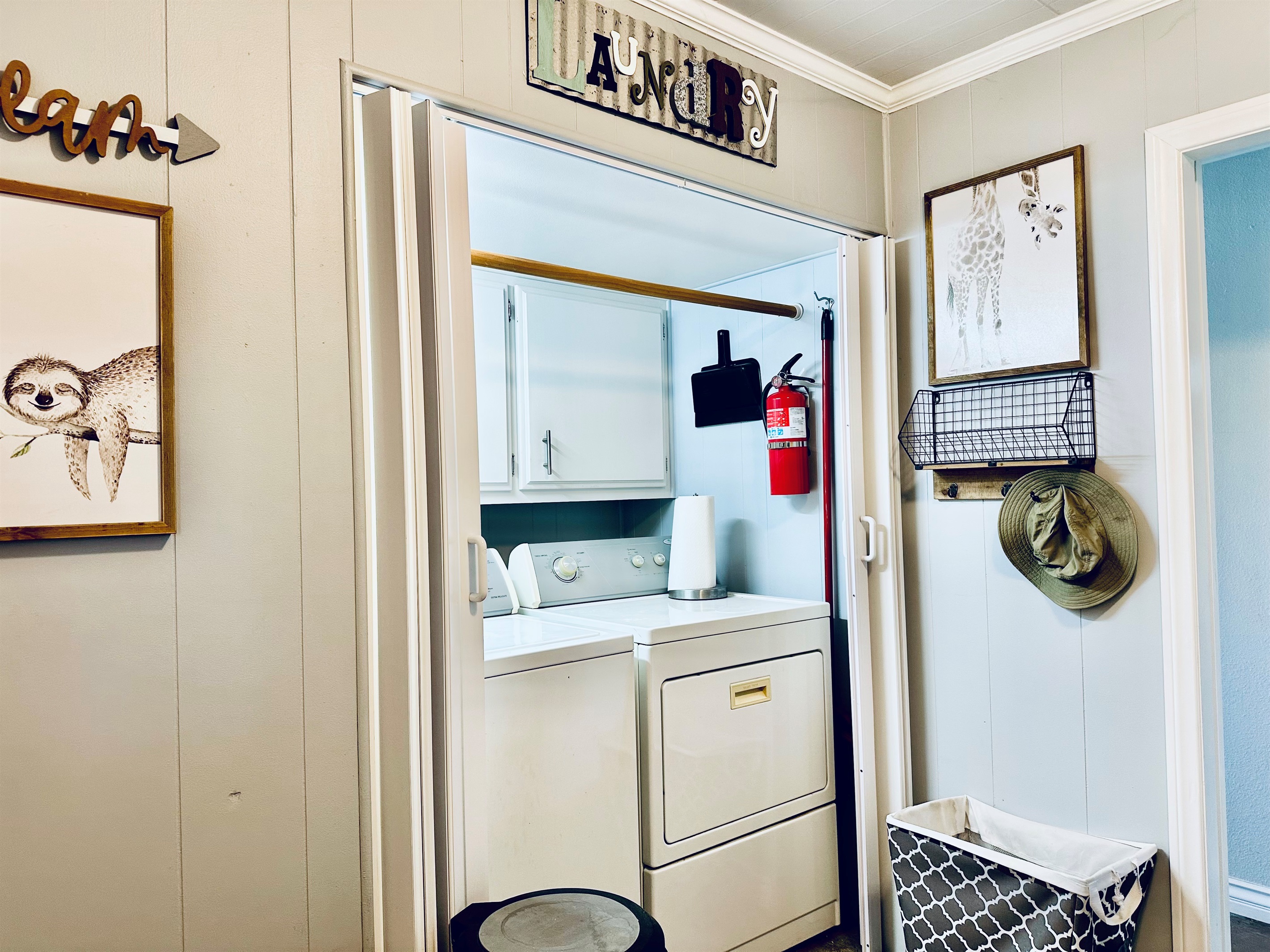 Laundry Room Closet - Fire Extinguisher, Iron & Ironing Board, Mop, Broom & Dust Pan